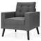 Costway Modern Tufted Accent Chair Fabric Armchair Single Sofa w/ Rubber Wood Legs Blue\ Beige\Grey